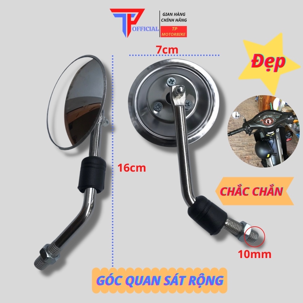 Gương xe máy mini tròn thời trang sh,wave,airblade..._gương chiếu hậu lồi TPMotorBike