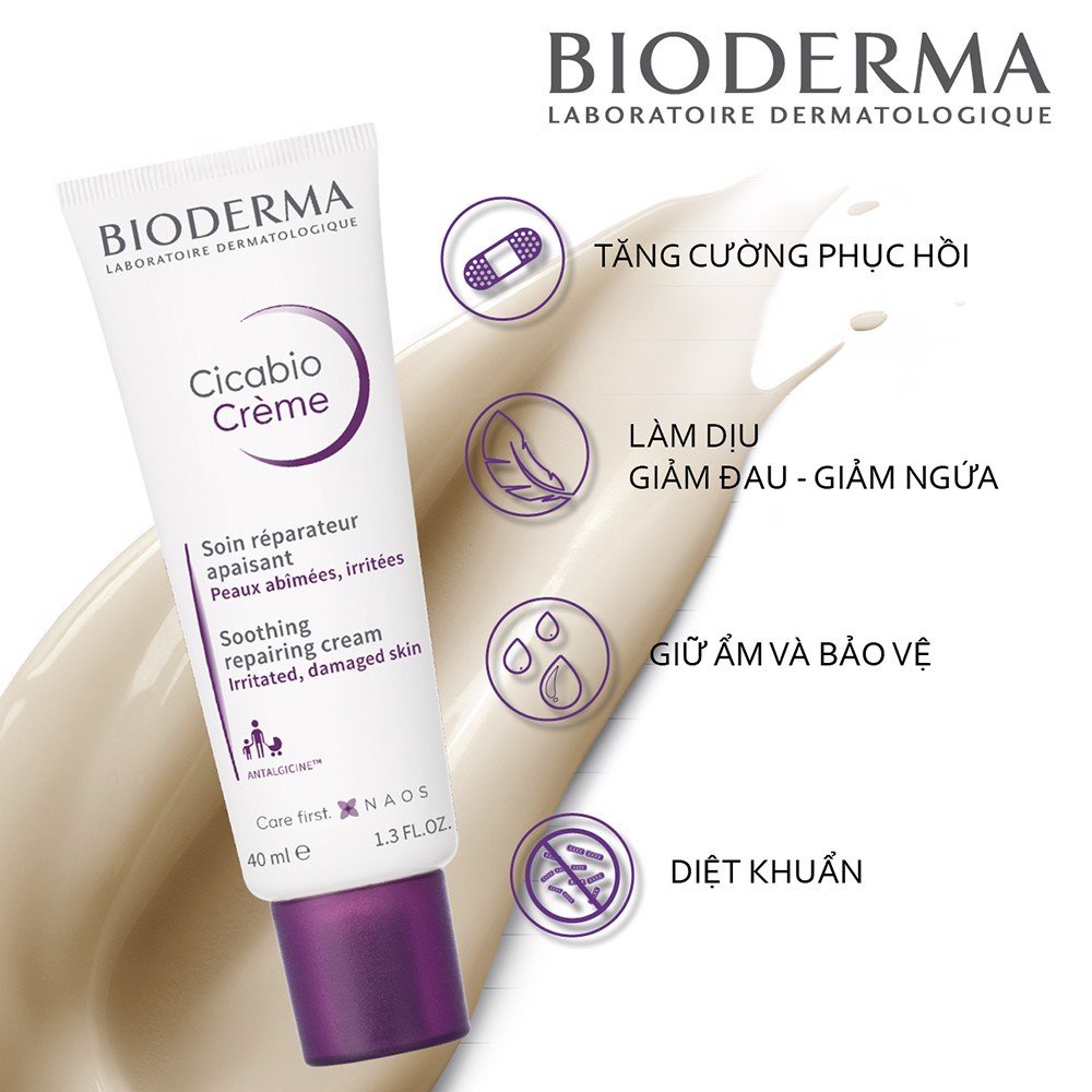 [ 40ml - 100ml ] Kem dưỡng phục hồi da Bioderma Cicabio Creme