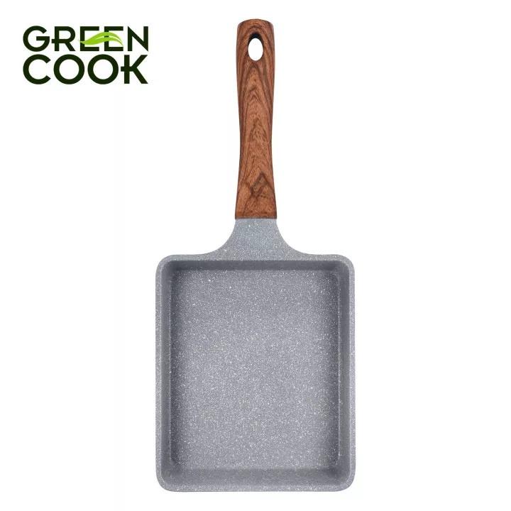 Chảo đúc đáy từ chữ nhật men đá xanh sapphire Green Cook GCP09-1518IH với 10 lớp chống dính an toàn cho sức khoẻ