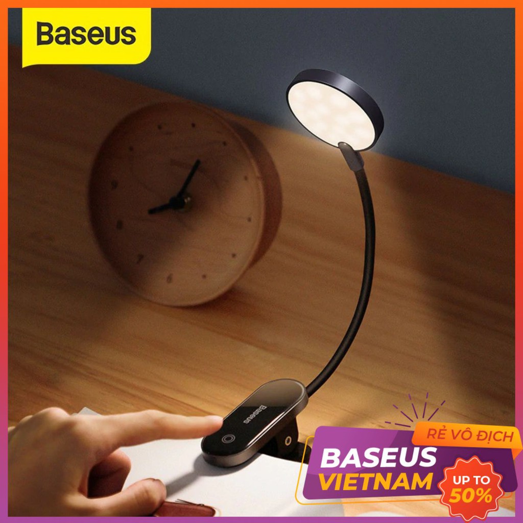 Đèn LED Baseus nhỏ kẹp bàn không dây cảm ứng sạc USB để đọc sách vào ban đêm