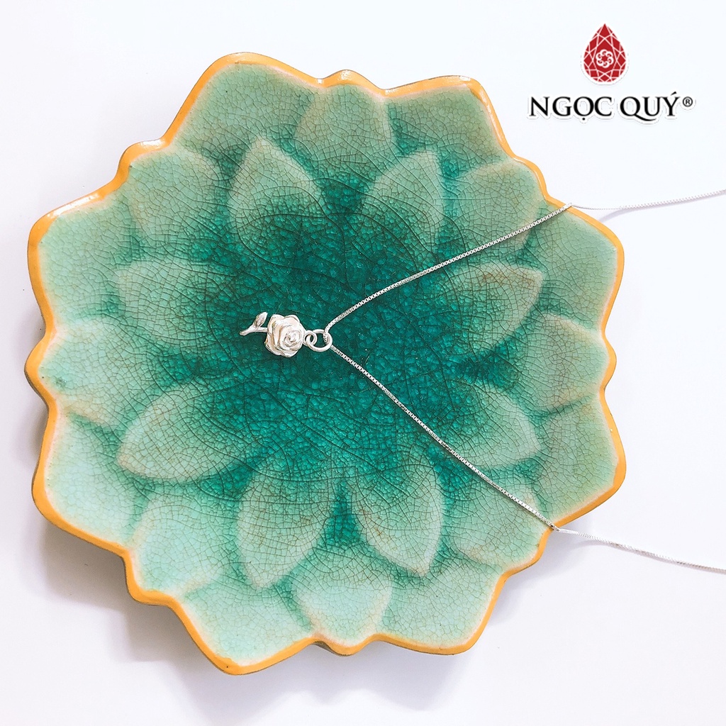 Dây chuyền bạc mặt hoa hồng - Ngọc Quý