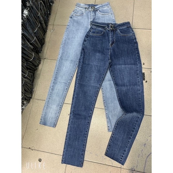 [ VÔ ĐỐI ] QUẦN SKINNY JEANS GIÃN DÀI NỮ LƯNG CAO PHỐI KHOEN TRÒN KÈM MÓC MÀU XANH ĐẬM XANH NHẠT LAI TUA CO GIÃN THOẢI