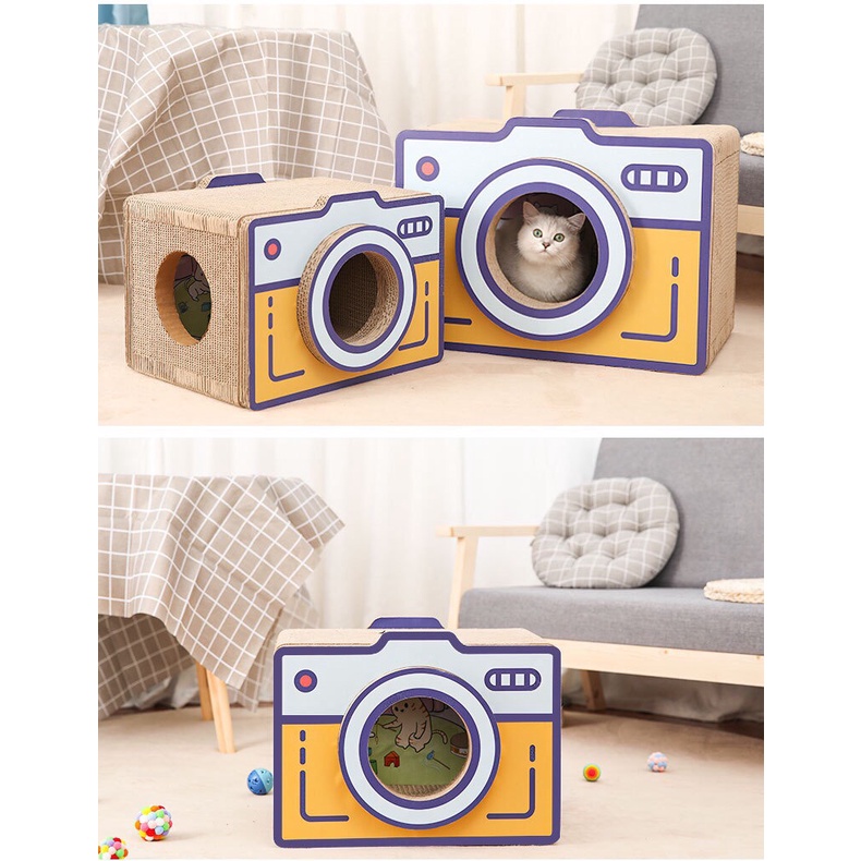 Cào móng kết hợp ổ nằm cho mèo hình máy ảnh siêu cute