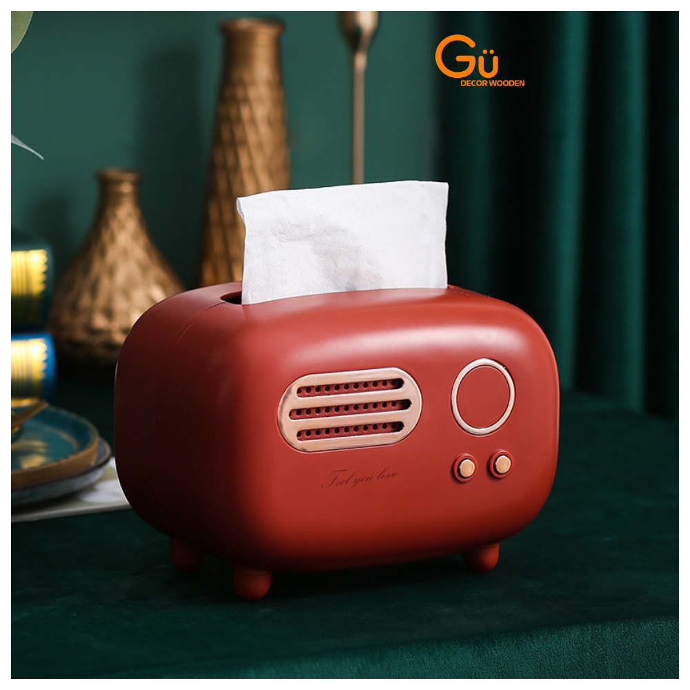 Hộp đựng giấy ăn Gu Decor Wooden, Đựng khăn giấy radio phụ kiện bàn ăn
