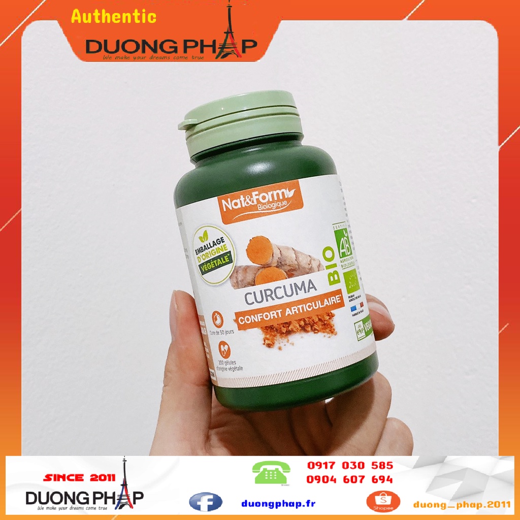 Viên uống tinh bột Nghệ hữu cơ Nat&Form 200 viên