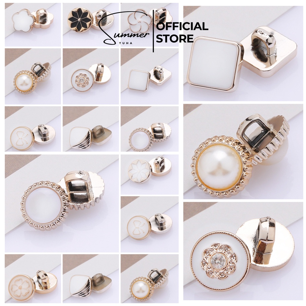 Cúc khuy nút áo sơ mi len nữ ngọc trai nhân tạo 1cm 1,1cm đẹp sang chảnh nhỏ xinh