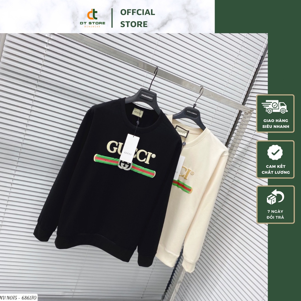 Áo Sweater Nam Gc Phối Họa Tiết Logo In Nổi - Áo Nỉ Nam Nưc Gc Chất Nỉ Da Cá Mềm Mịn DT STORE MENWEAR