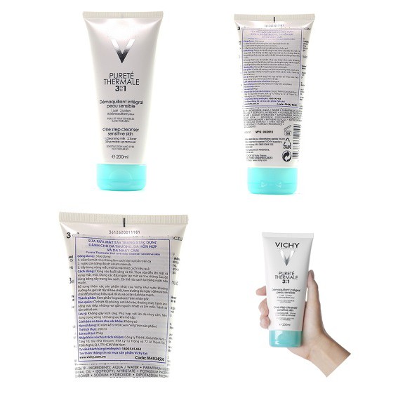 Sữa rửa mặt Vichy Purete Thermal 3 in 1 One Step Cleanser Sensitive Skin And Eyes-Sữa rửa mặt tẩy trang 3 in 1 Vichy