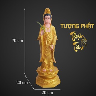 Tượng Bồ Tát Quan Âm cao 70cm – Đứng – Màu Vàng (Mẫu Đài Loan) 024VD-QTA  - Tuong Bo Tat Quan Am