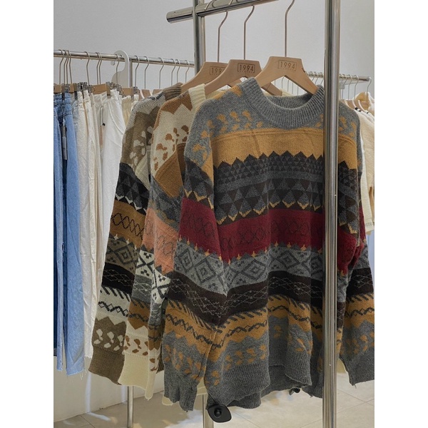 Áo len hoạ tiết thổ cẩm oversize LEN121 LOLLIE STUDIO