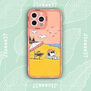Ốp lưng iphone và samsung xiaomi oppo cạnh vuông Jicase Snoopy dog bãi biển