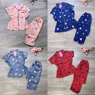 bán sỉ bộ pijama lụa tim mặc nhà
