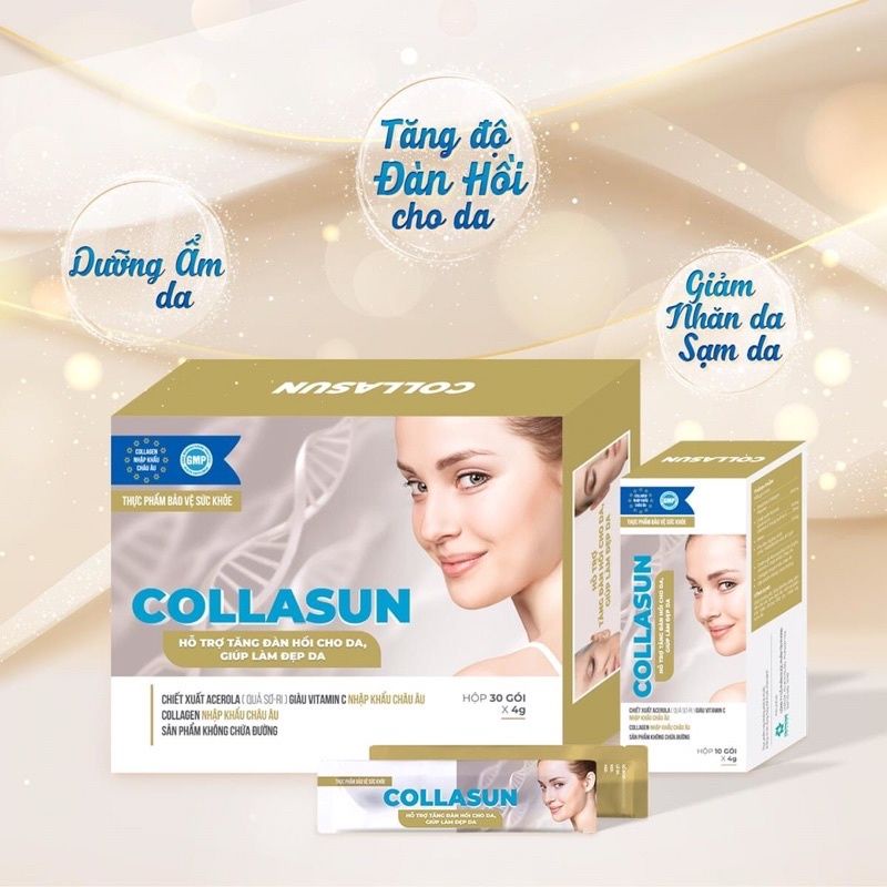 Collasun Hỗ Trợ Tăng Đàn Hồi Cho Da, Giúp Làm Đẹp Da, Collagen Nhập Khẩu, Sản Phẩm Không Chứa Đường, Hộp 30 Gói