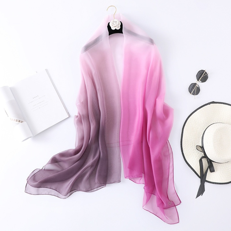 Khăn Quàng Cổ ONERI Bằng Lụa Chống Nắng Màu Gradient Cho Nữ