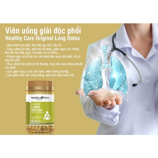 [ÚC] VIÊN UỐNG THẢI ĐỘC PHỔI LUNG DETOX HEALTHY CARE 180 VIÊN