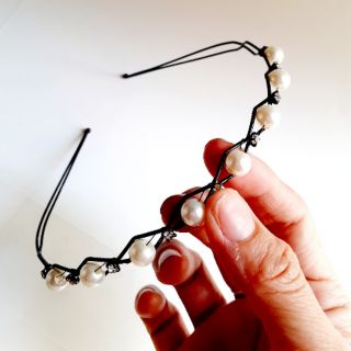 Bờm cài tóc màu đen đính hạt siêu xinh cho nữ