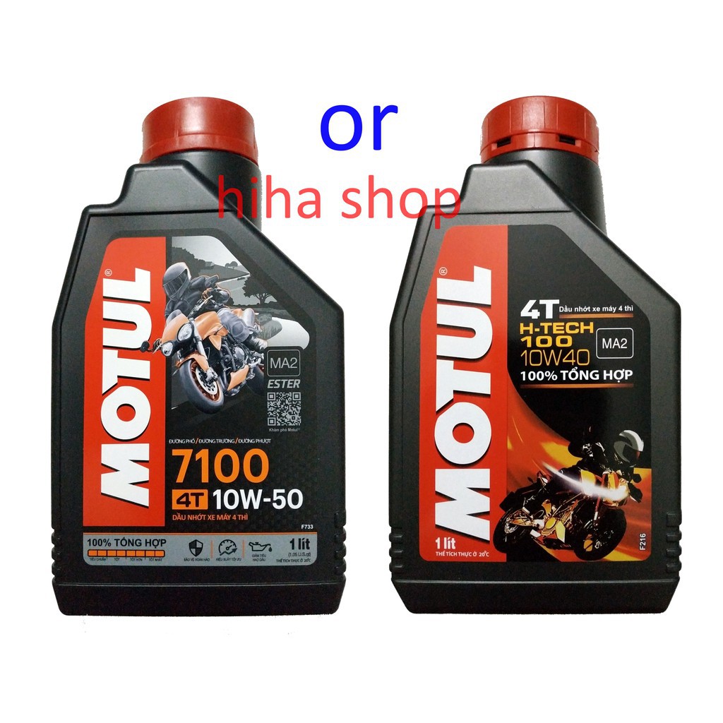 Nhớt Motul 7100 10W50, H-TECH 100 10W40 xe số tổng hợp toàn phần - Dầu máy 4T