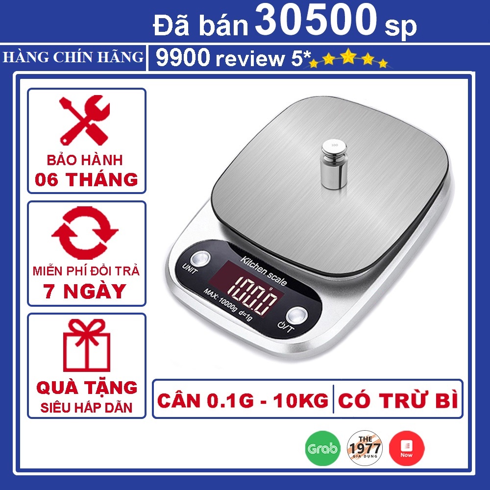 Cân tiểu ly điện tử nhà bếp mini định lượng 1g - 5kg làm bánh độ chính xác cao kèm 2 viên pin AAA