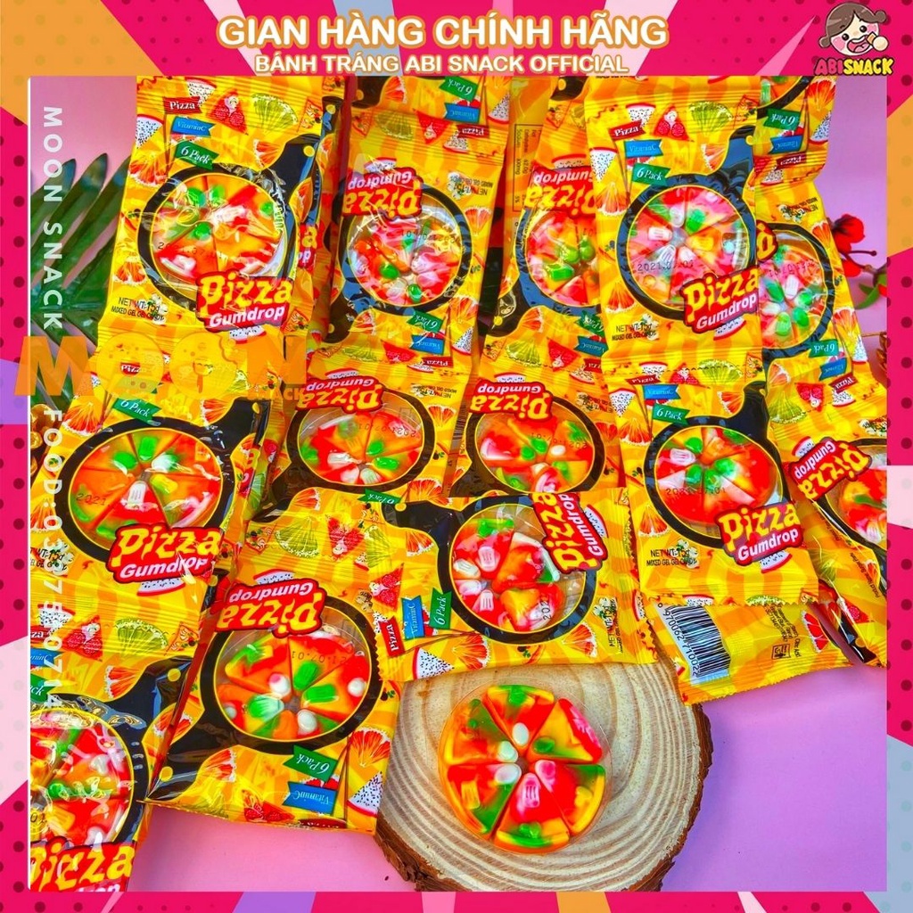 Set 1 dây gồm 10 gói kẹo dẻo hình bánh Pizza Gumdrop Candy 150g