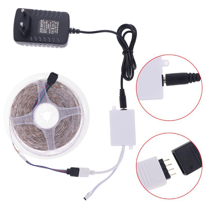 Bộ Dây Đèn Led 5m 300 Bóng 3528 Smd Dc 12v Nhiều Màu Sắc Chống Thấm Nước