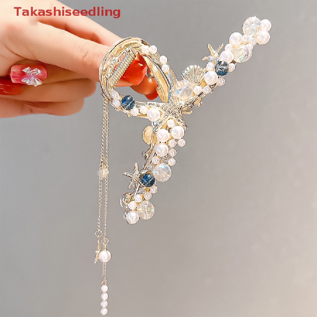 (Takashiseling) Kẹp Tóc Tua Rua Đính Đá Ngọc Trai / Sao Biển / Cá Mập