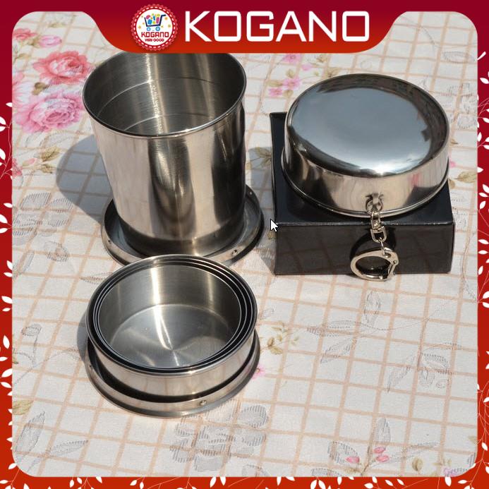Ly Uống Nước Gấp Gọn KOGANO Chất Liệu Cốc Inox Có Nắp Đi Du Lịch, Dã Ngoại Đa Năng HG-001179