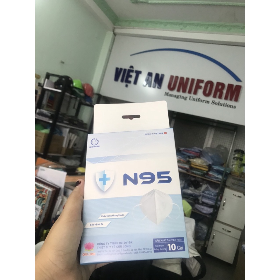 Khẩu trang n95 không  van cửu long (1hộp 10 cái)-MÀU  TRẮNG XÁM. | BigBuy360 - bigbuy360.vn