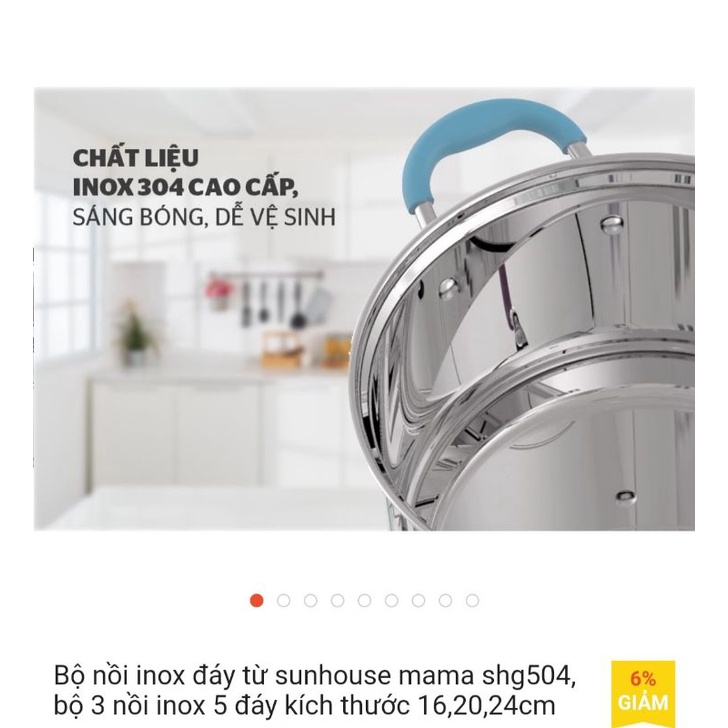 Bộ nồi inox 304 5 đáy SUNHOUSE MAMA SHG504
