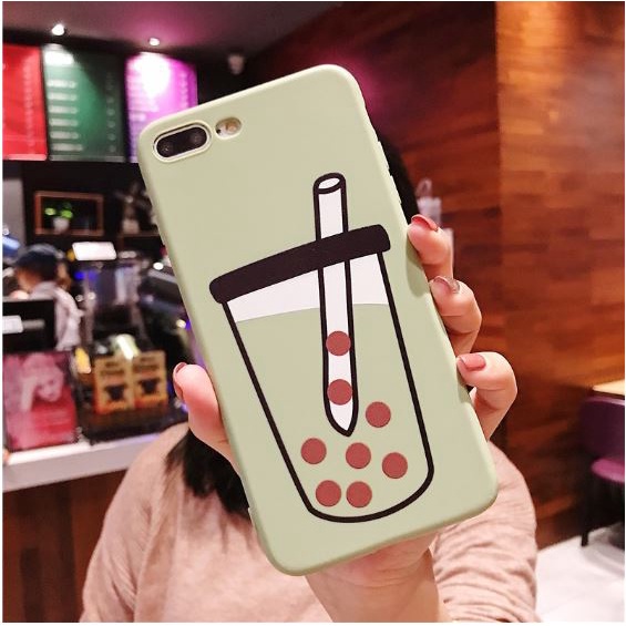 Ốp iPhone silicon TPU mềm in hình ly trà sữa dễ thương cho iPhone 6/ 6S/ 6 Plus/ 7/ 8 Plus/X/XS/XR/XS MAX