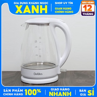 Bình siêu tốc Delites 1.8 lít ST18G02-hàng trưng bày,Bình đun siêu tốc bằng thủy tinh, màu trắng san