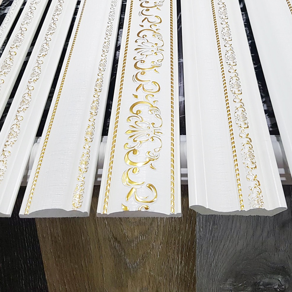 Phào chỉ tường, nẹp chỉ nhựa ps 2cm hoa văn vàng