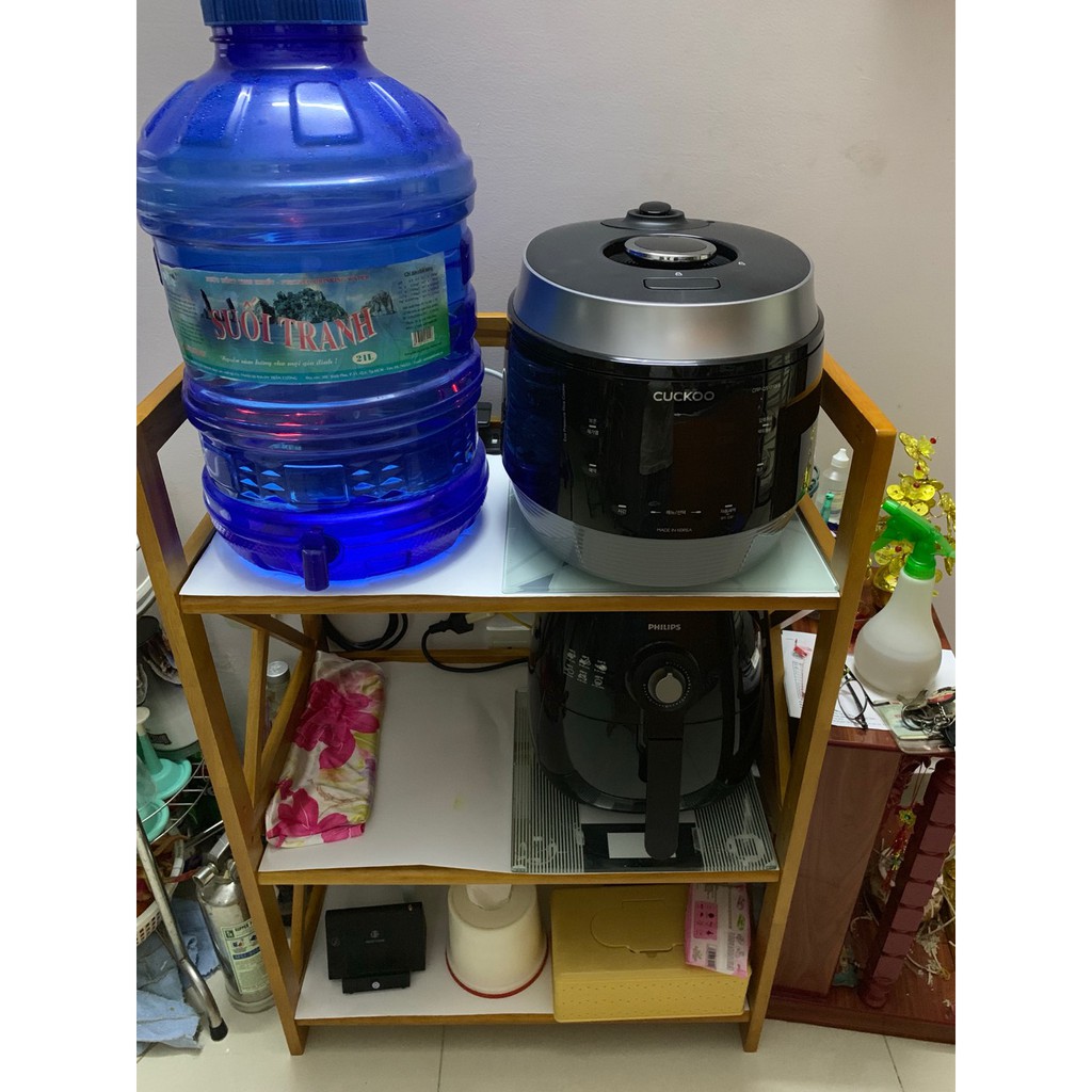 Kệ Lò Vi Sóng Gỗ Cao Su 3 Tầng 64cm