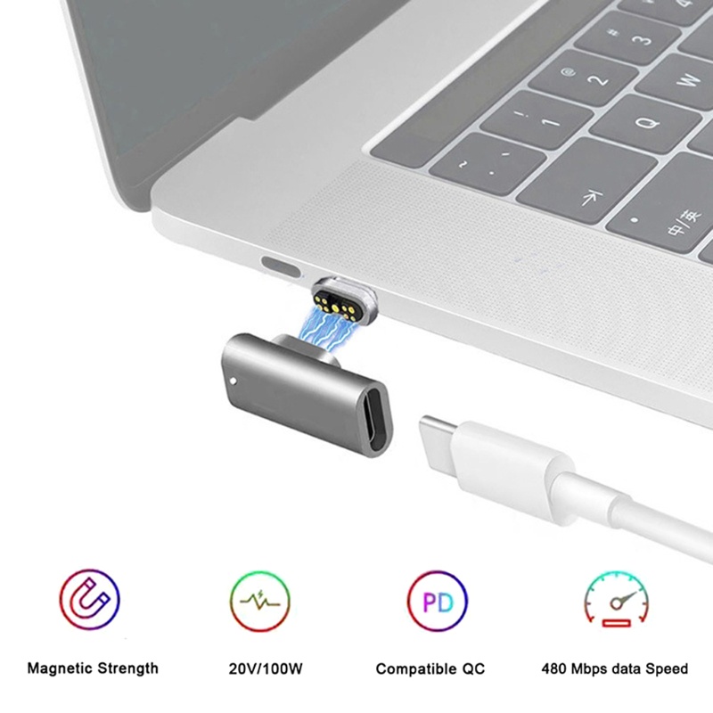 Đầu Chuyển Đổi USB C Từ Tính 9Pins Type C 100W Sạc Nhanh 20 Mbps Chuyên Dụng Cho Pro 2019 Air