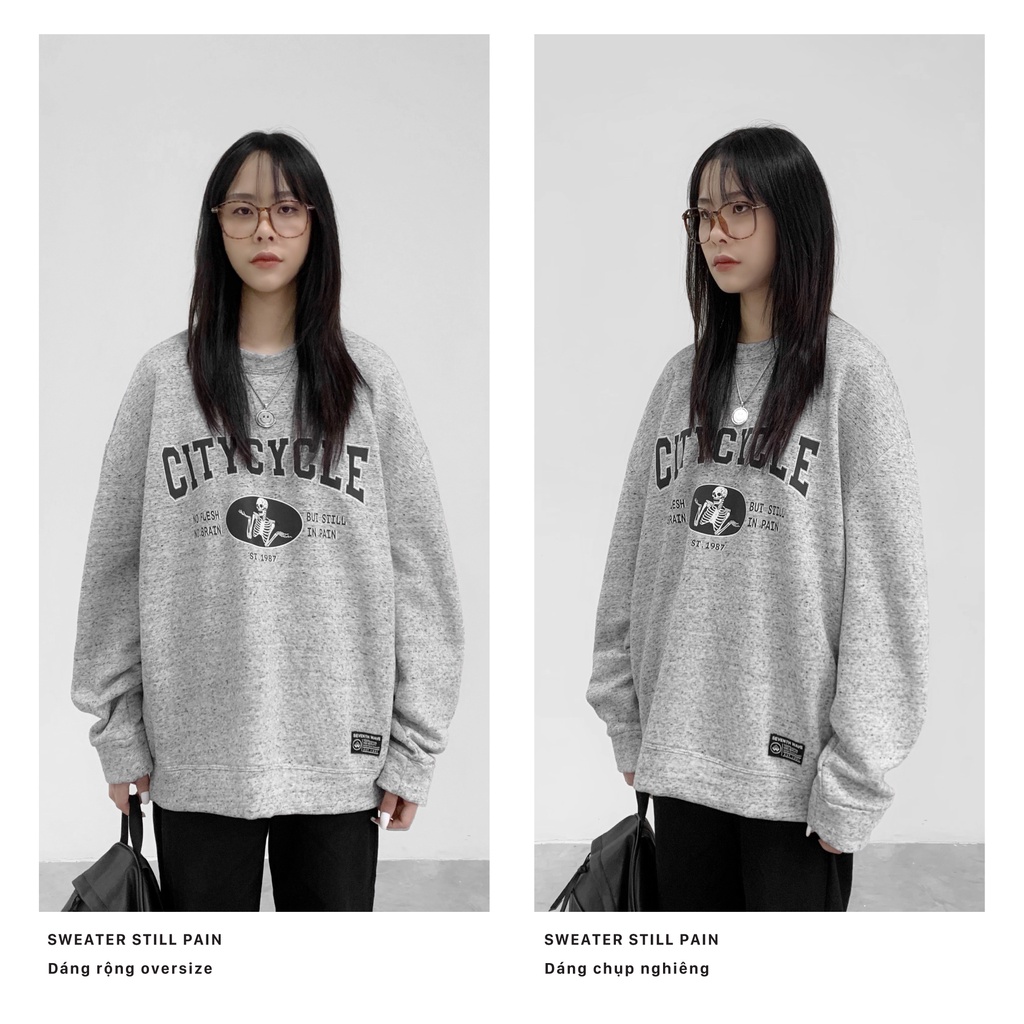 Áo sweater local brand Still Pain City Cycle nỉ bông form rộng oversize unisex