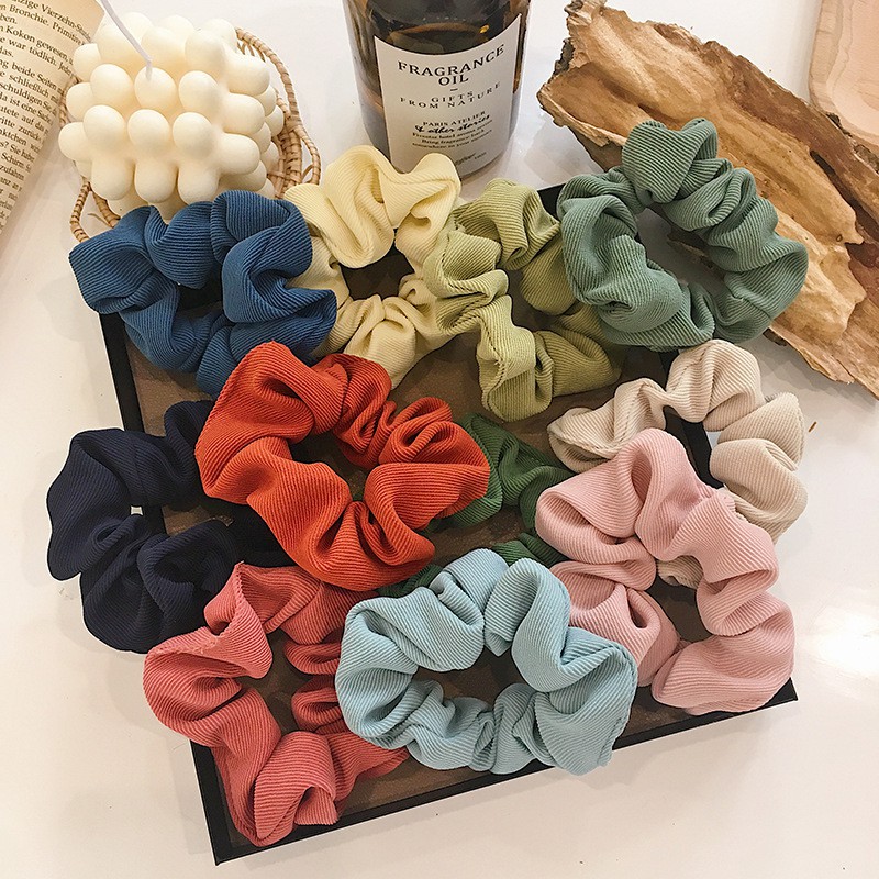 [Mã FAGET5K giảm 5K đơn 0đ] Dây Buộc Tóc Vải Vân Scrunchies Nhiều Màu Hàn Quốc