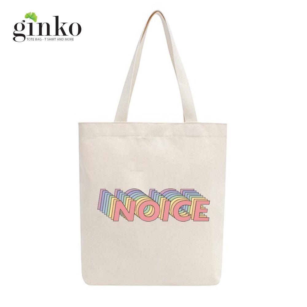 Túi Vải Tote GINKO Kiểu Basic dây kéo In Hình Noice G65