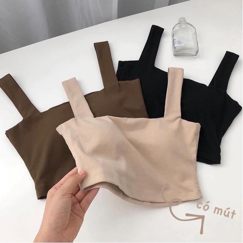 Áo croptop 2s bản to mút mỏng freesize Pumi