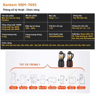 Máy làm sữa hạt Ranbem 769S (có sẵn)