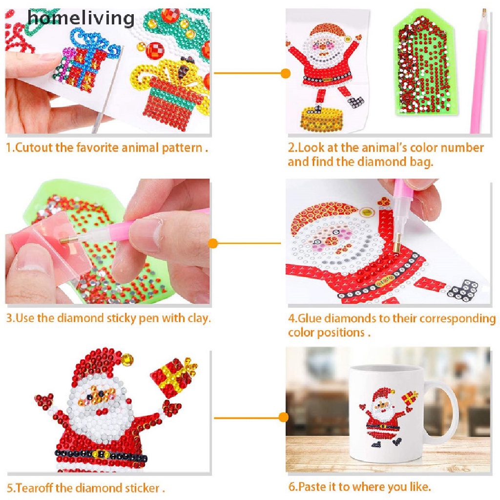 1 Bộ Tranh Đính Đá 5D Mini Tự Làm Họa Tiết Giáng Sinh Cho Người Mới Bắt Đầu