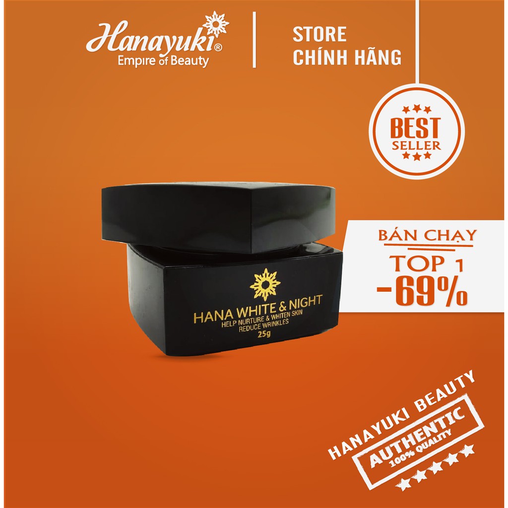 Kem dưỡng trắng da phục hồi ban đêm Hana White Night Hanayuki -Chính hãng 100%