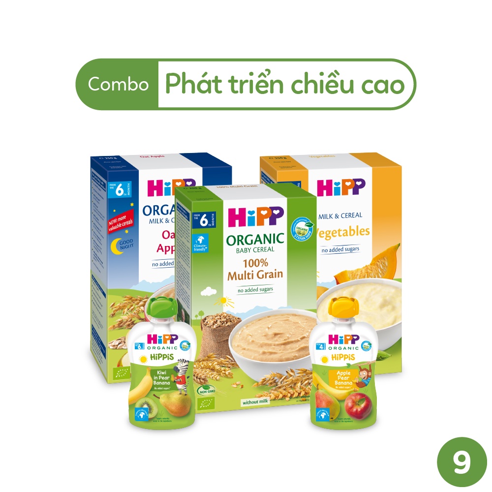 Combo ăn dặm HiPP Organic số 9: Phát triển chiều cao