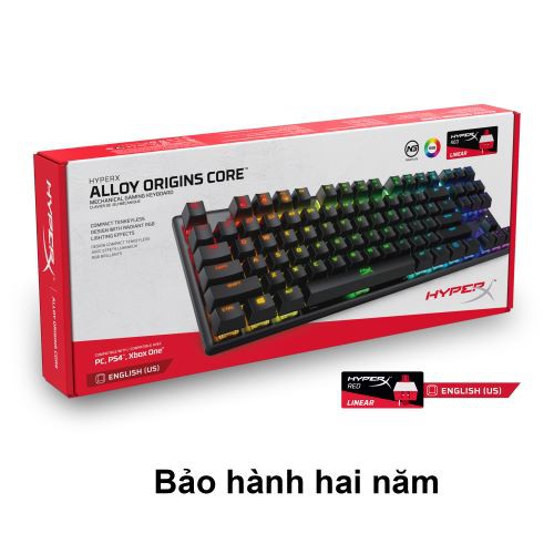 Bàn phím gaming HyperX Alloy Origins Core RGB Mechanical Gaming Keyboard (Red/Aqua Switch) US Layout - Hàng Chính Hãng