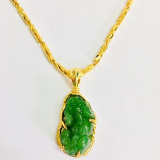 Mặt dây chuyền phong thủy đá tỳ hưu màu xanh ngọc mang đến cho người đeo may mắn tài lộc( cho cả nam và nữ)