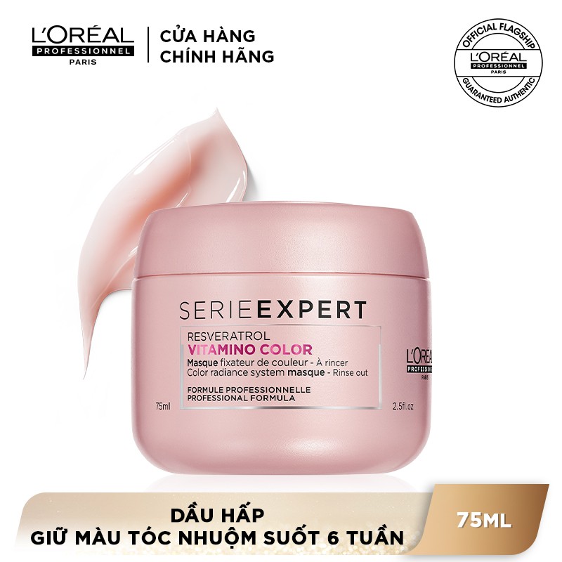 [Mã COSPPD05 giảm 10% đơn 400K] Dầu hấp bền màu tóc nhuộm Serie Expert Vitamino Resveratrol L'Oréal Professionnel 75ml