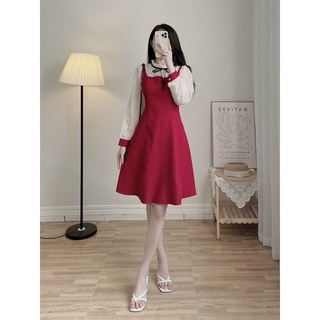 Đầm nhung tăm nơ đen