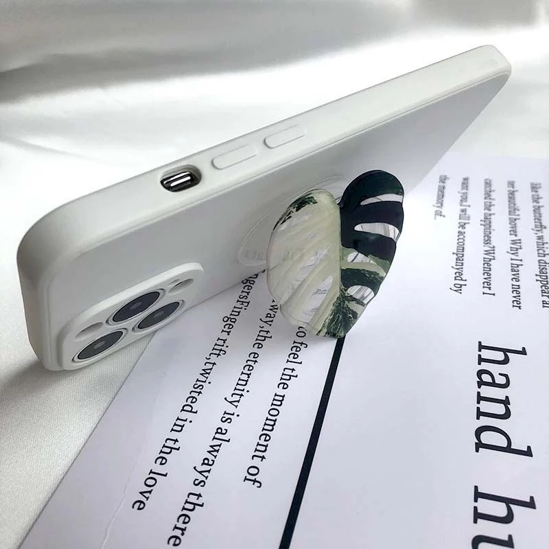 Giá Đỡ Điện Thoại Bằng Epoxy Hình Chiếc Lá Màu Xanh Lá Dễ Thương Có Thể Gấp Gọn Cho iPad Android