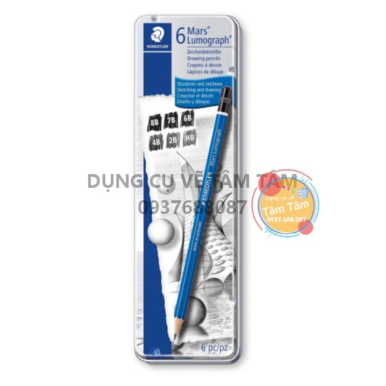 [ TÂM TÂM ]-BỘ CHÌ PHÁC THẢO STAEDTLER MARS® LUMOGRAPH® 100G6 - SET 6 CÂY-