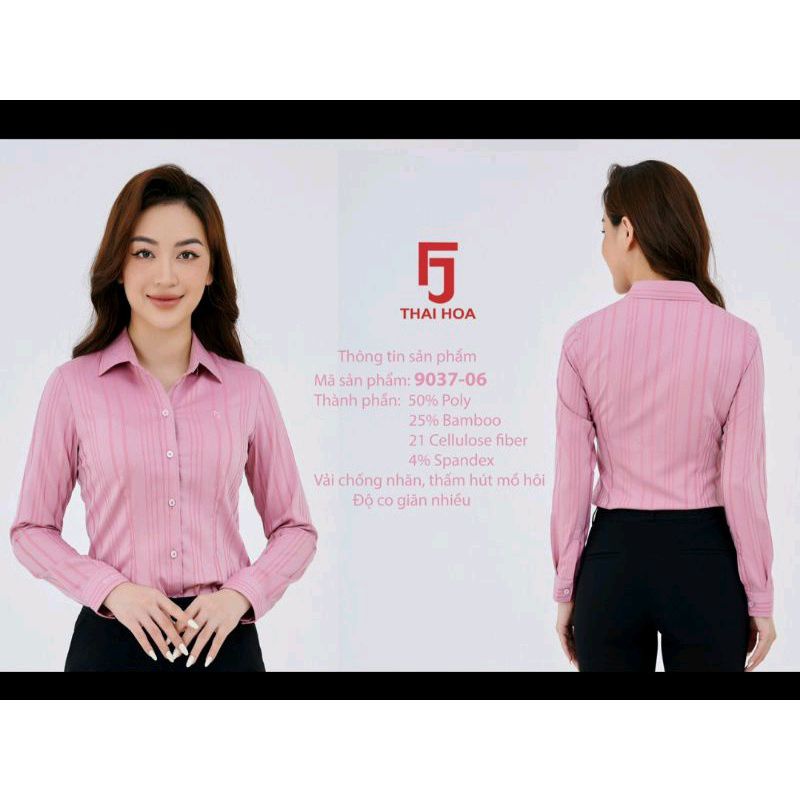 Áo sơ mi nữ Thái Hòa mã 9037 vải sợi tre co giãn