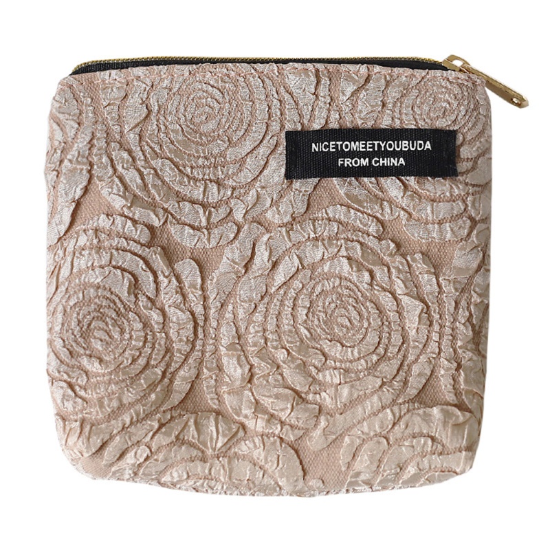 Ví Nhỏ Đựng Tiền Xu Họa Tiết Hoa Hồng Dễ Thương Cho Nữ