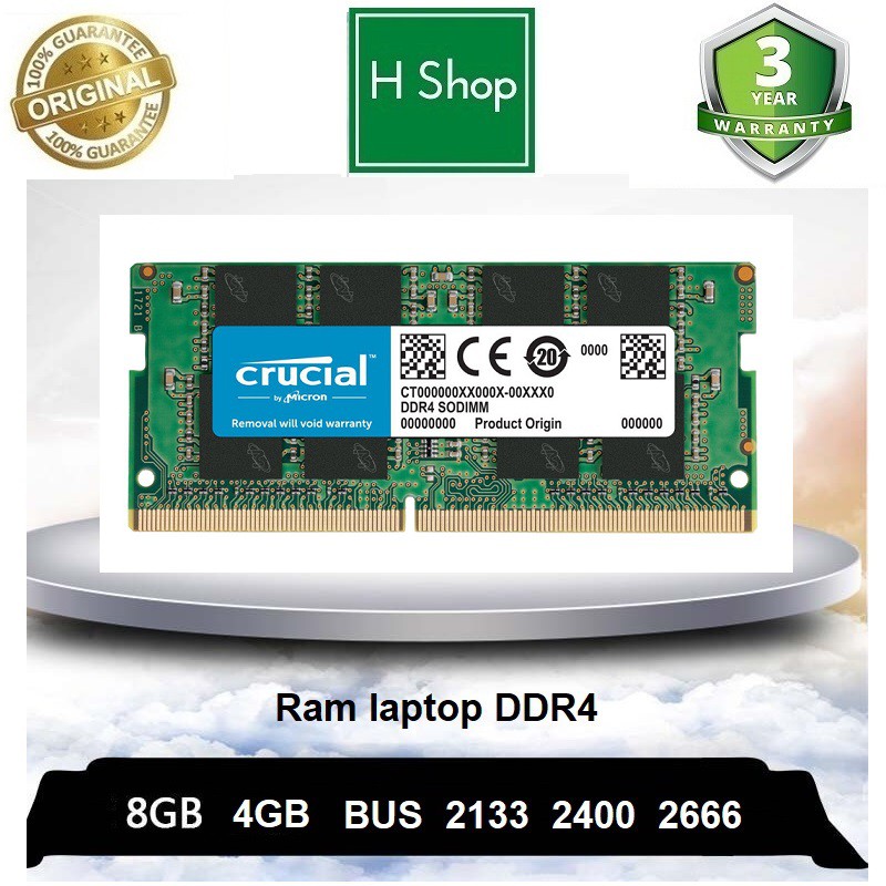 Ram laptop DDR4 4gb, 8gb, 16GB bus 3200, 2666, 2400, 2133 và các loại khác, bảo hành 3 năm